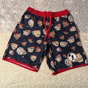 Baseballism Major League caricature Men’s swim trunks. Size XL.